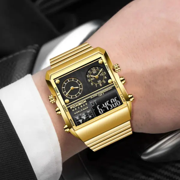 Men's Luxury Digital Square Watch with Dual Display - Image 5