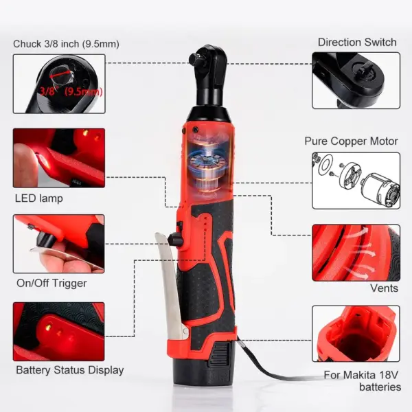 18V Cordless Electric Ratchet Wrench Set - Image 5