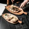 Wooden Leaf Shaped Sushi Dessert Serving Tray