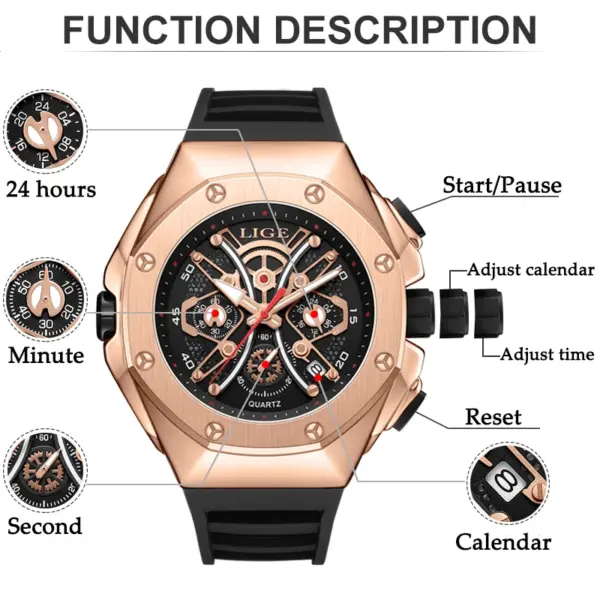 LIGE Luxury Waterproof Quartz Watch for Men - Image 3