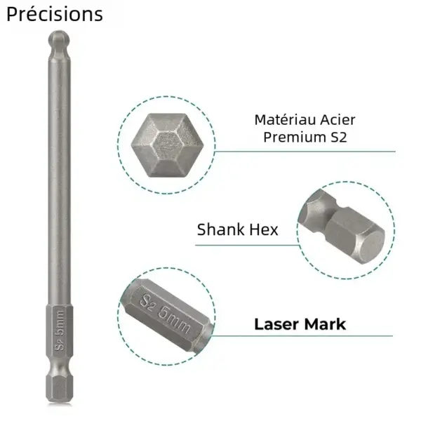 Ball End Hex Screwdriver Bit Set 5-9Pcs - Image 3