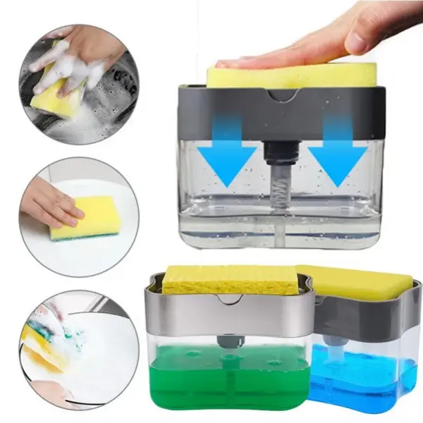 Kitchen Soap Dispenser with Sponge Holder - Image 4