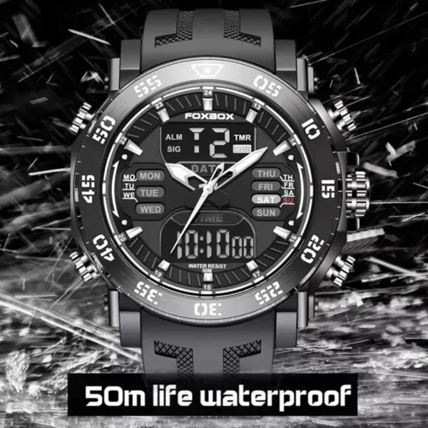 LIGE Military Quartz Watch with Dual Display - Image 3