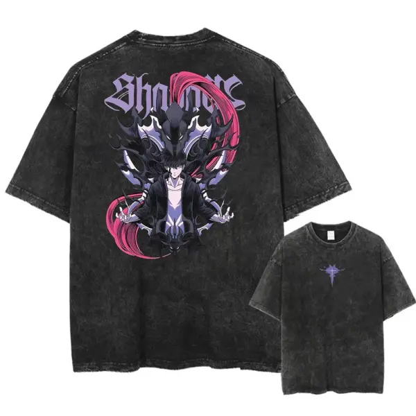 Vintage Washed Cotton Anime Graphic T-Shirt - Image 3