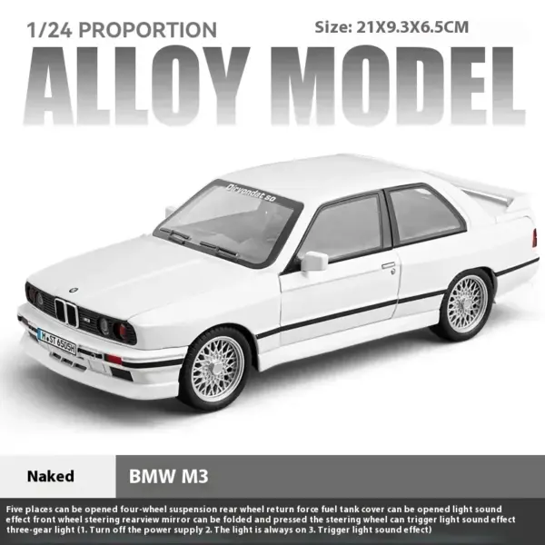1:24 BMW M3 E30 Metal Diecast Car Model - Image 16