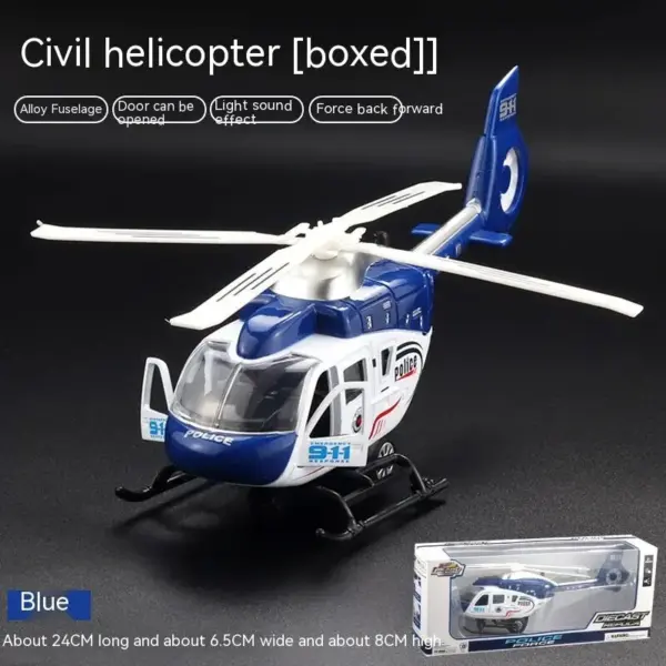 1:64 Scale Alloy Police Helicopter Model - Image 8