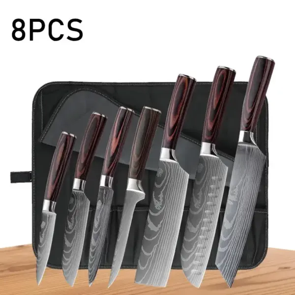 Japanese Kitchen Knife Set with Meat Cleaver - Image 7