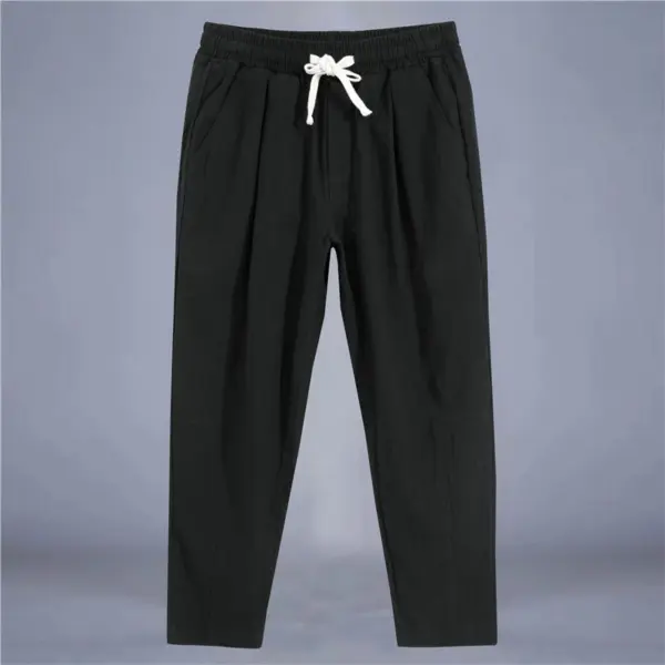 Men's Casual Cotton Linen Drawstring Trousers - Image 8
