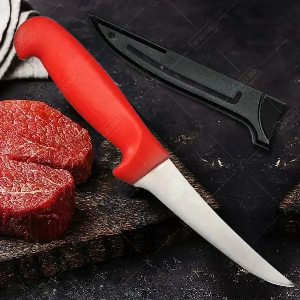 Stainless Steel Boning Knife with Red Handle