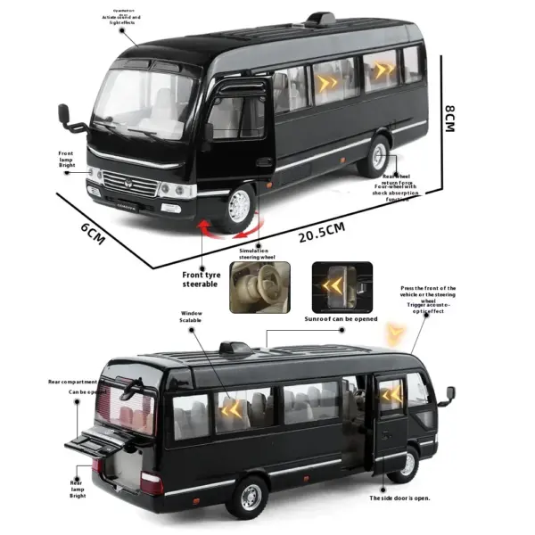 1:24 Toyota Coaster Diecast Minibus Model Car - Image 2