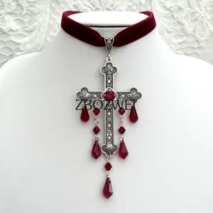 Neo-Gothic Red Velvet Cross Choker 27 Sddc3fa2548504d05974af1e0adef7f3eB