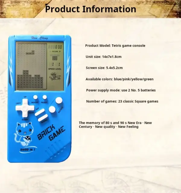 Big Screen Handheld Tetris Game Console - Image 2