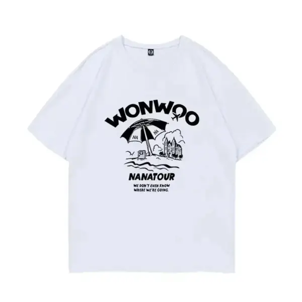 Minimalist White Kpop Women's T-shirt - Image 2