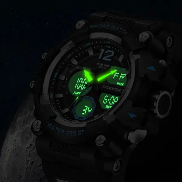 Foxbox Men's Sports Quartz Watch with LED Display - Image 4