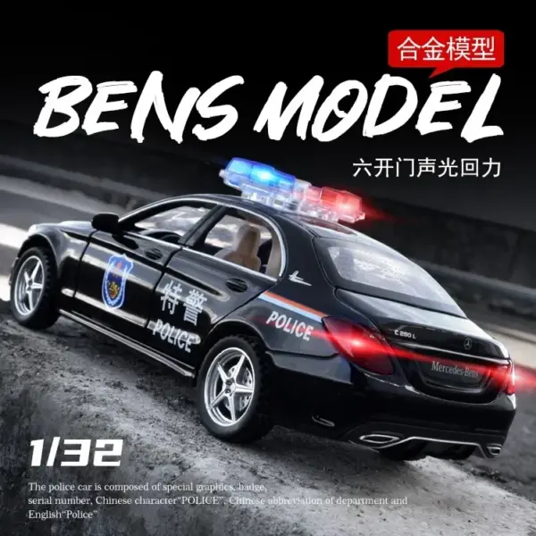 1:32 Mercedes-Benz C260 Police Diecast Model - Image 4