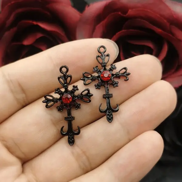 5pcs Black Gothic Cross Charms for Jewelry - Image 5