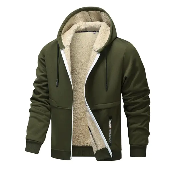 Men's Warm Zip Up Plush Hoodie - Image 11