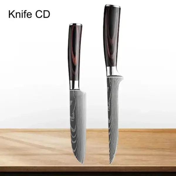 Professional Japanese Chef Knife Set with Wood Handle - Image 15