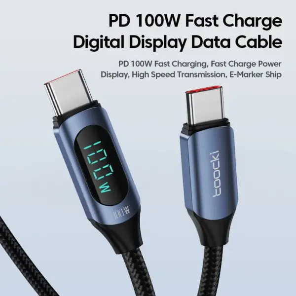 Toocki 100W Type-C Charging Cable 1m with LED - Image 6