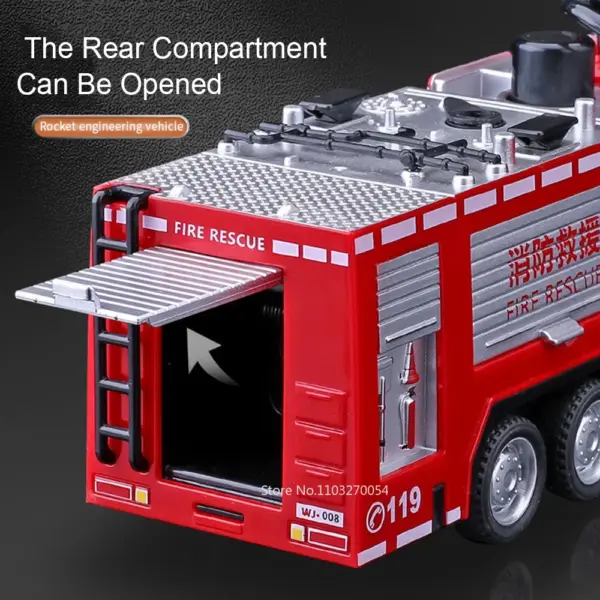 1/32 Diecast Ladder Water Fire Truck Model - Image 5
