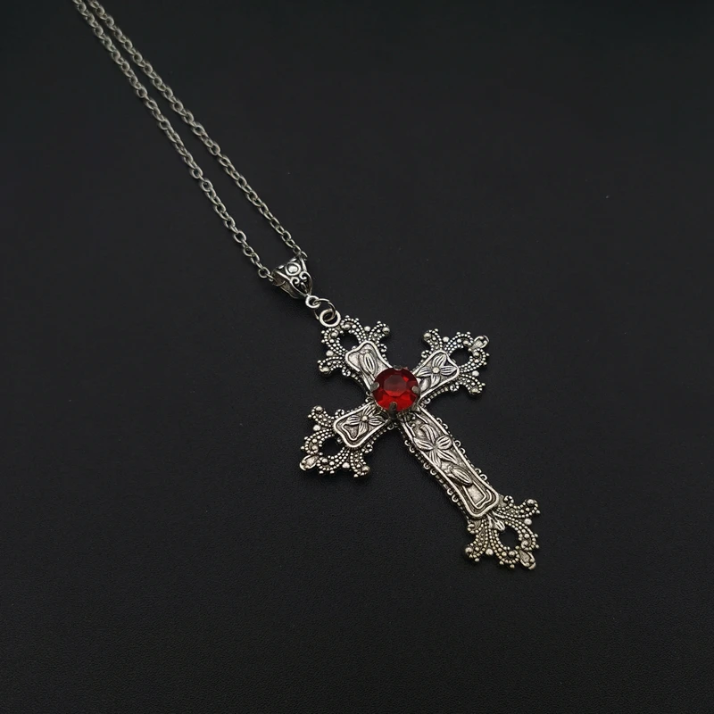 Gothic Punk Cross Drill Pendant Necklace 6 Gothic Punk Cross Drill Pendant Necklace - Image 6