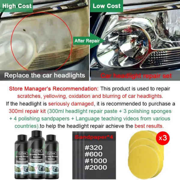 Car Headlight Restoration Polishing Kit 300ml - Image 6