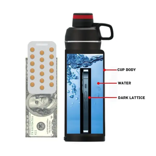 480ML Portable Water Bottle with Hidden Compartment - Image 3