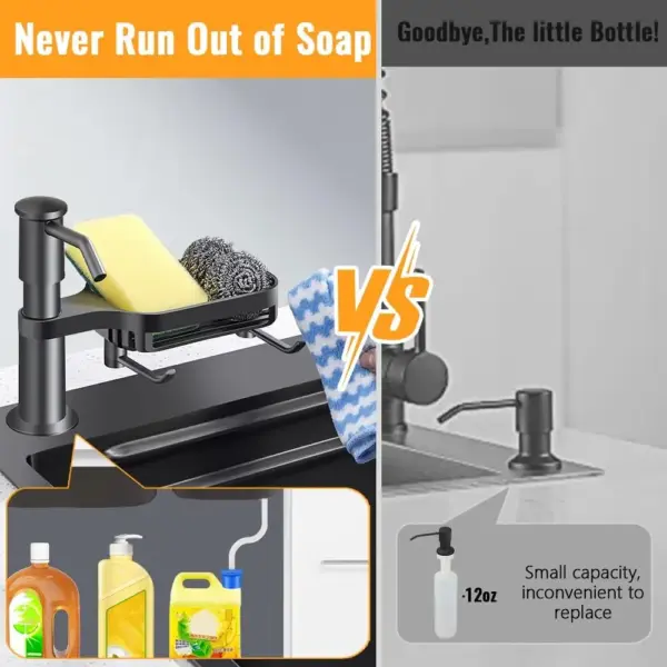 Kitchen Sink Soap Dispenser with Storage Rack - Image 4