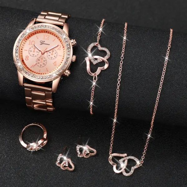 6PC Women's Watch Jewelry Set Rose Gold V248 - Image 4