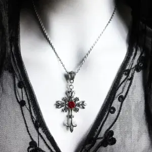 Neo-Gothic Red Velvet Cross Choker 45 Se41e3c3b9fd54244960ef361a5d879f92