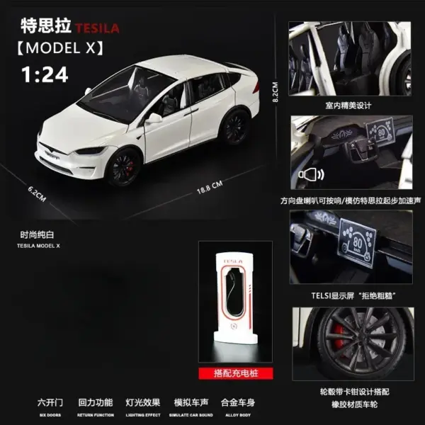 1:24 Tesla Model X Diecast Alloy Car Model - Image 9