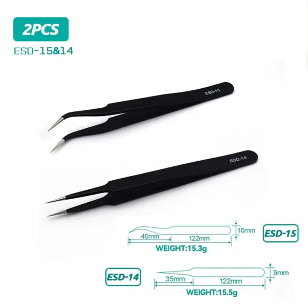 Stainless Steel Anti-Static Nail Art Tweezers - Image 8