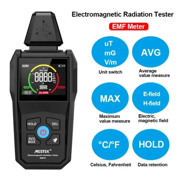 Digital EMF Meter Radiation Detector with Color Screen