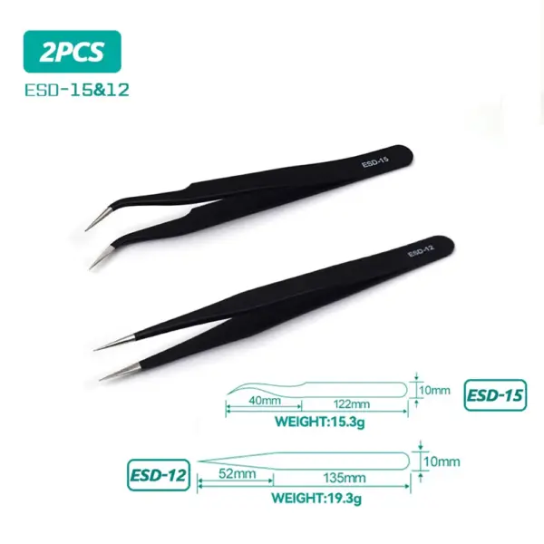 Stainless Steel Anti-Static Nail Art Tweezers - Image 10