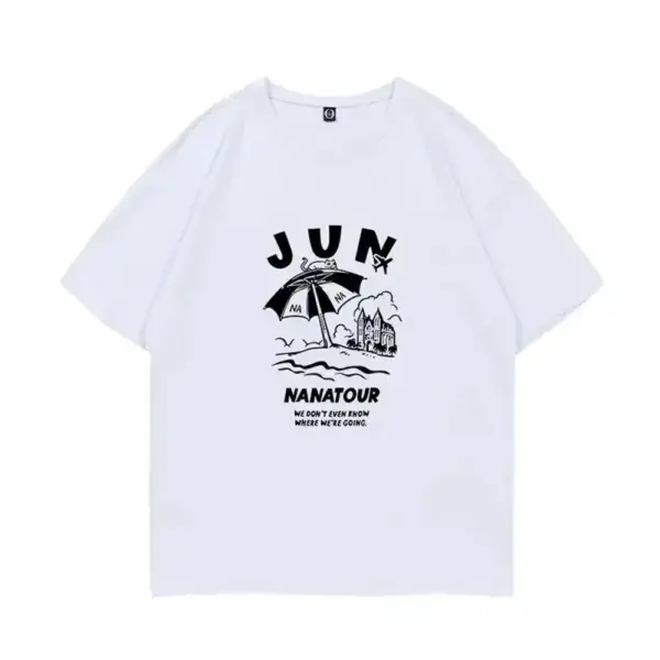Minimalist White Kpop Women's T-shirt - Image 3