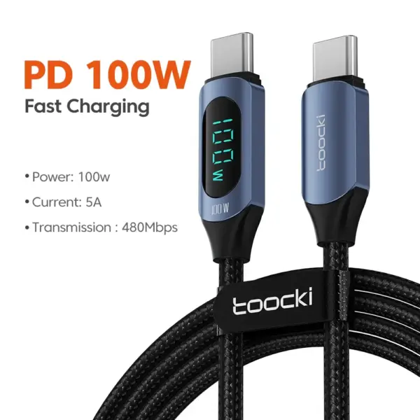 Toocki 100W Type-C Charging Cable 1m with LED - Image 12