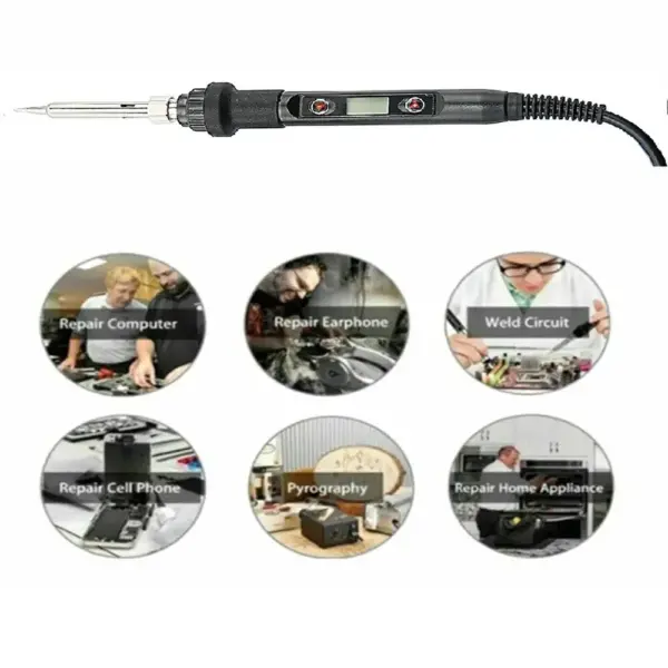 80W LCD Digital Adjustable Temperature Soldering Iron - Image 4