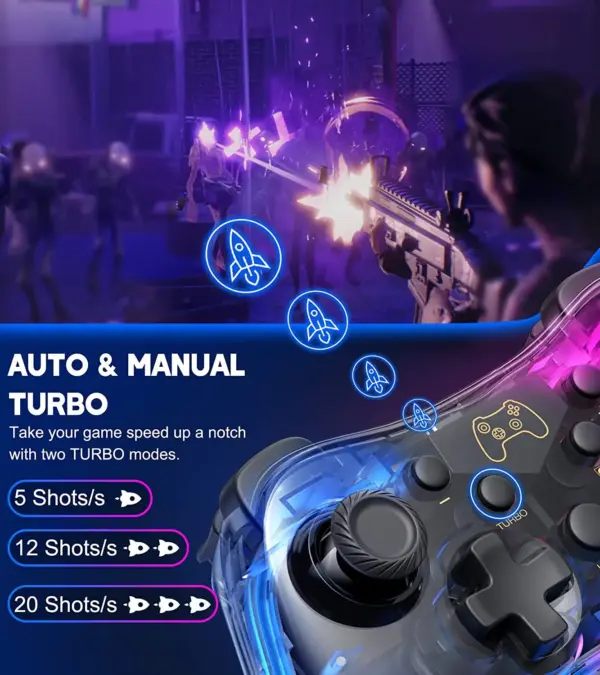 RGB Wireless Switch Pro Controller with Turbo - Image 4