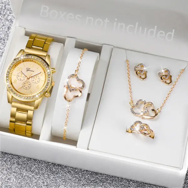 6PC Women's Watch Jewelry Set Rose Gold V248 - Image 2