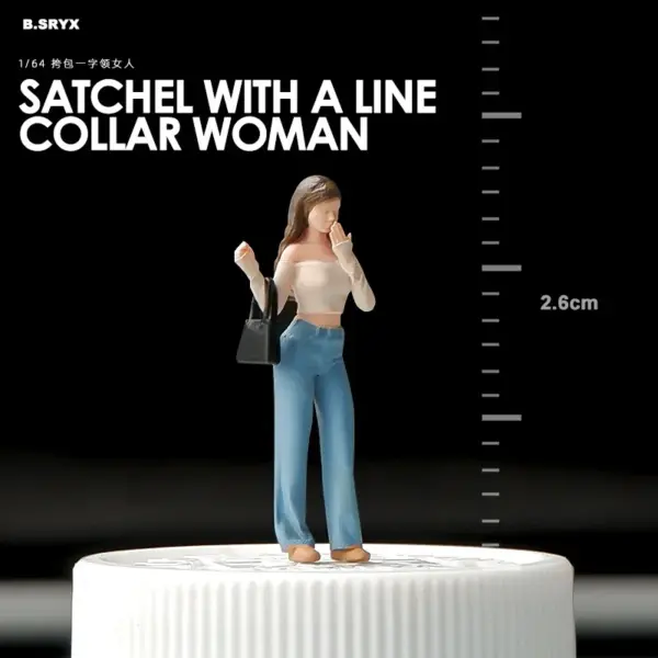 1:64 Scale Miniature Woman with Satchel - Image 2