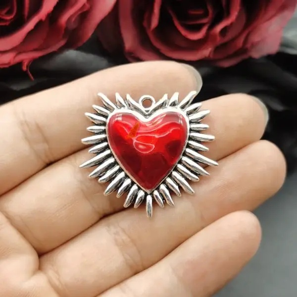 4pcs Retro Cross Sacred Heart Charms - Image 2