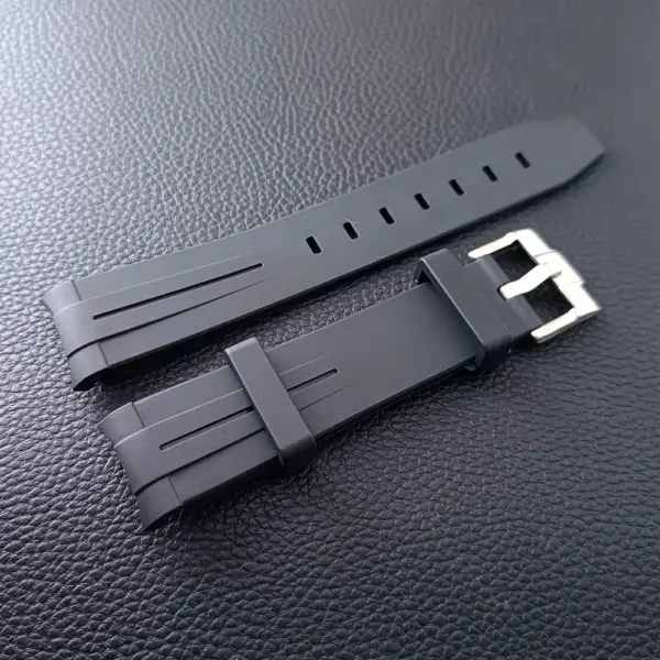 Black/Green 20mm Rubber Watch Strap - Image 5