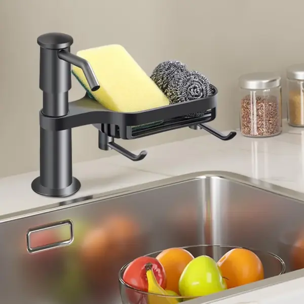 Kitchen Sink Soap Dispenser with Storage Rack - Image 3