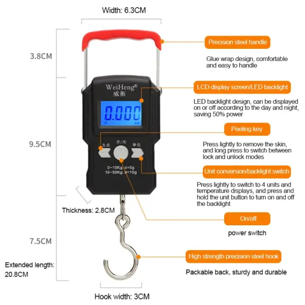 Portable 50Kg Digital Hanging Hook Scale - Image 2