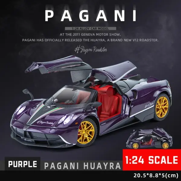 1:24 Scale Pagani Huayra Diecast Model Car - Image 8