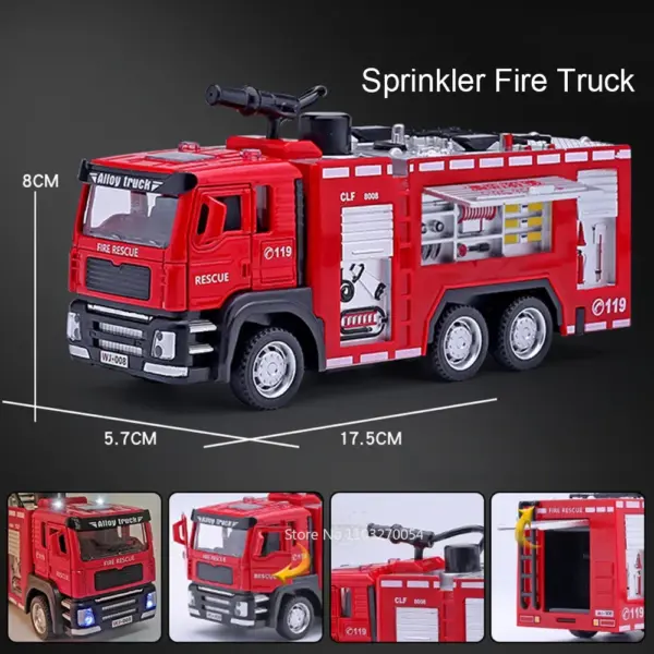 1/32 Diecast Ladder Water Fire Truck Model - Image 6