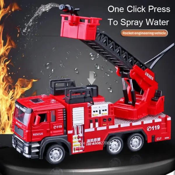 1/32 Diecast Ladder Water Fire Truck Model - Image 4