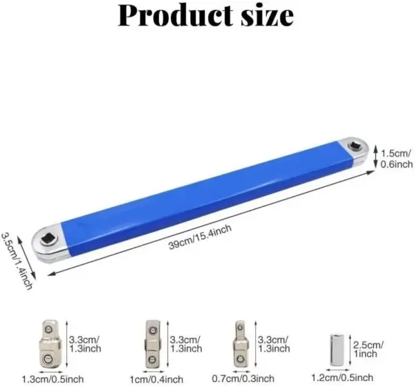 Compact Offset Extension Wrench with 4 Adapters - Image 5