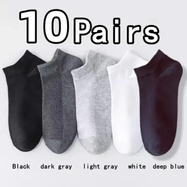 10 Pairs Men's Breathable Summer Short Socks - Image 4
