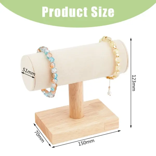 Wooden Jewelry Display Stand with Velvet T-Bar - Image 9